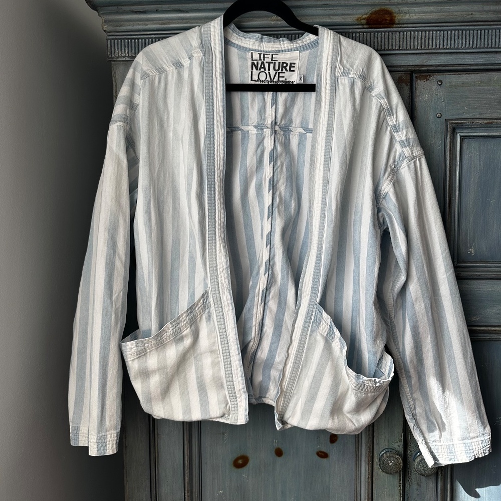 Free City Saint Tropez Sailor Kimono Jacket in Indigo Stripe